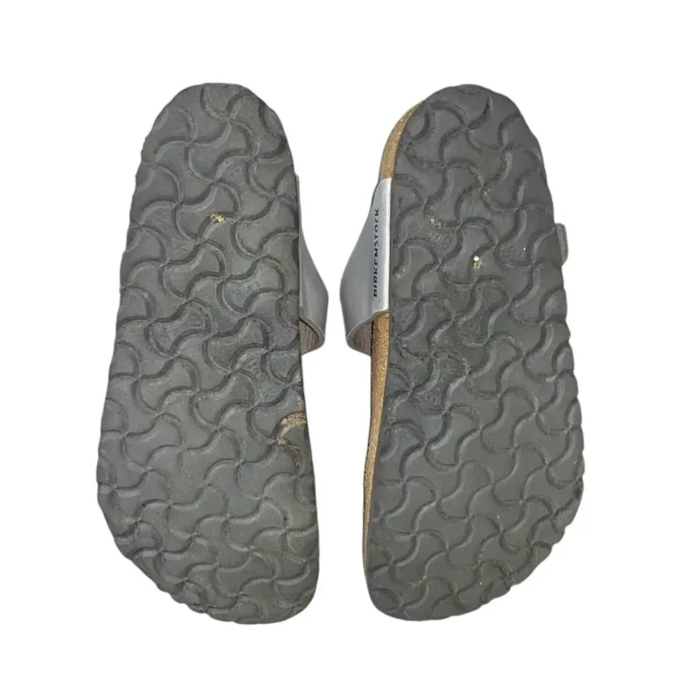 Birkenstock Gizeh Silver Birko-Flor Faux Vegan Leather Slip-On Thong Sandals 36